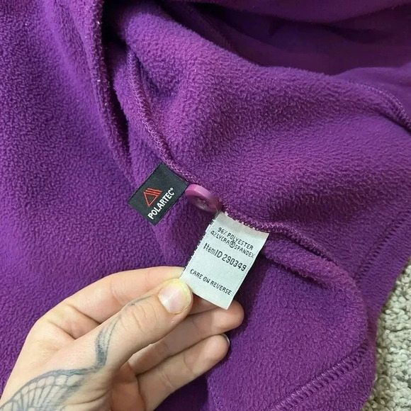 Lands' End Jacket Vintage Texture Fleece Polartec Womens Button Shacket Warm 90s - Picture 3 of 10